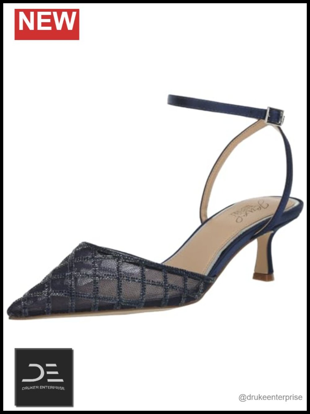 Jewel Badgley Mischka Yesenia Mesh Panel Kitten Heel Pump Ankle Strap